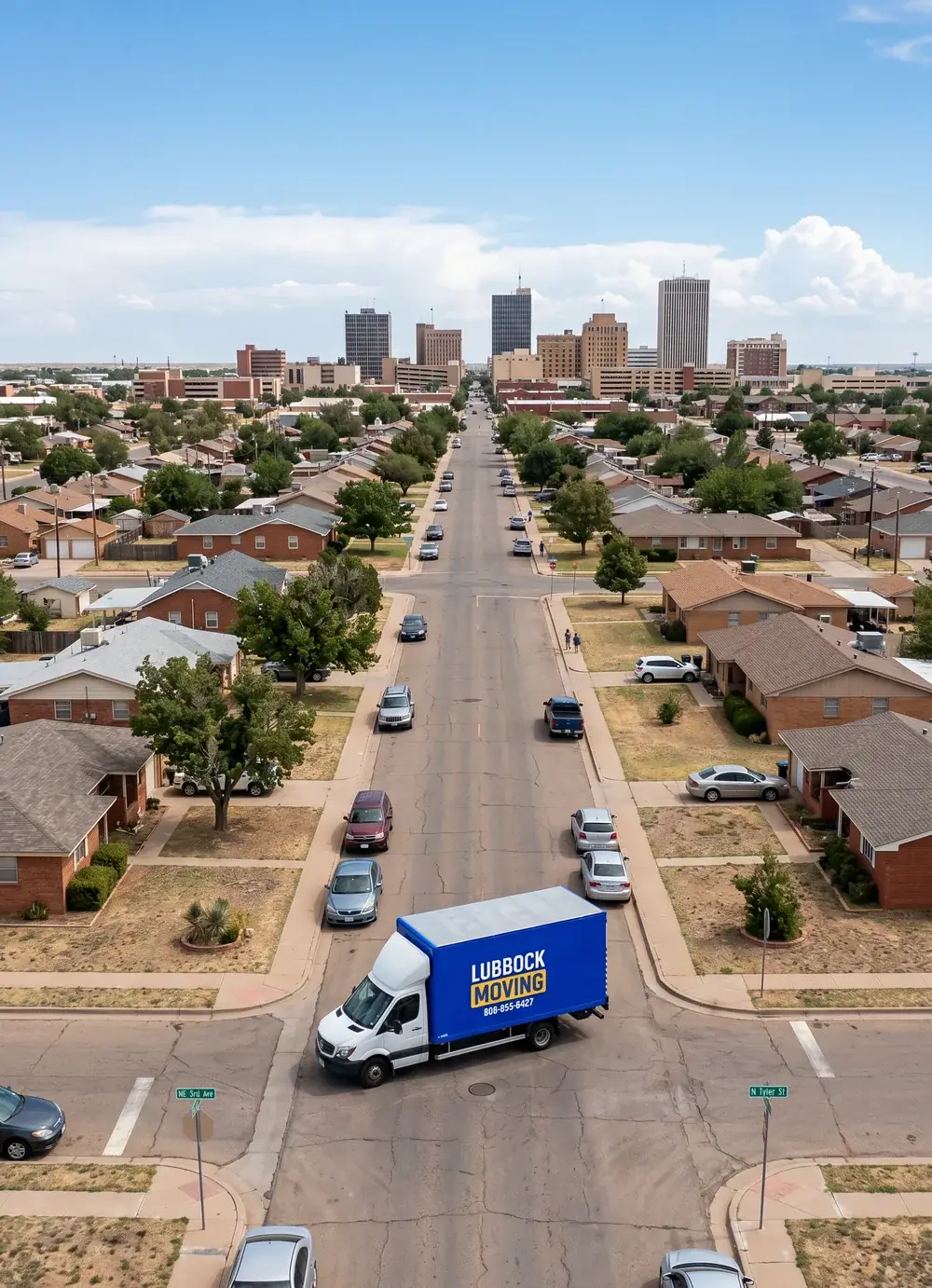 Lubbock Moving Company truck unloading after a long-distance move from Lubbock to Amarillo, Texas
