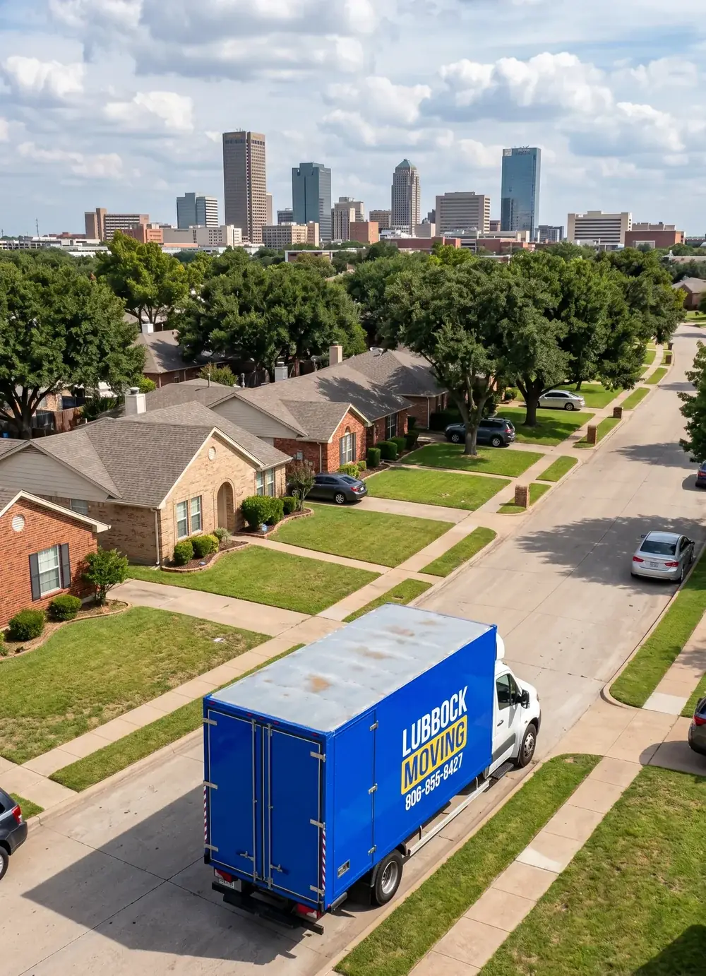 Lubbock Moving Company truck unloading after a long-distance move from Lubbock to Fort Worth, Texas