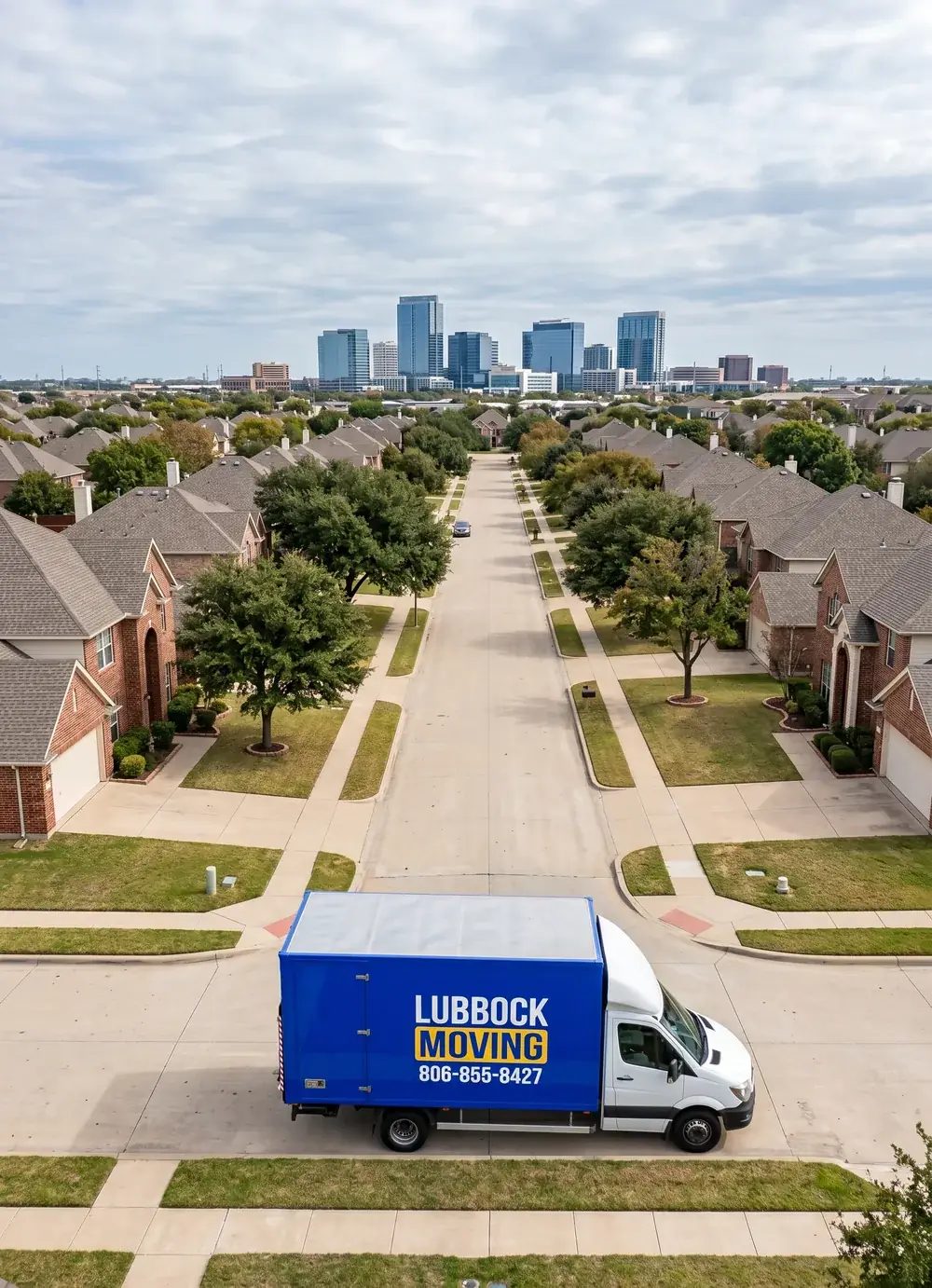 Lubbock Moving Company truck unloading after a long-distance move from Lubbock to Plano, Texas
