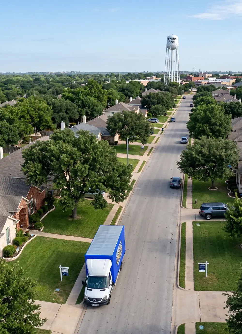 Lubbock Moving Company truck unloading after a long-distance move from Lubbock to Round Rock, Texas