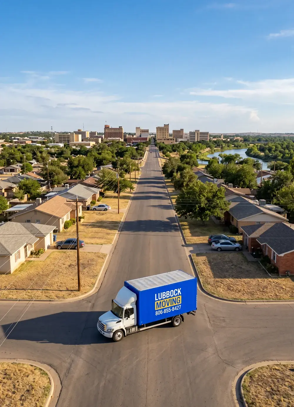 Lubbock Moving Company truck unloading after a long-distance move from Lubbock to San Angelo, Texas