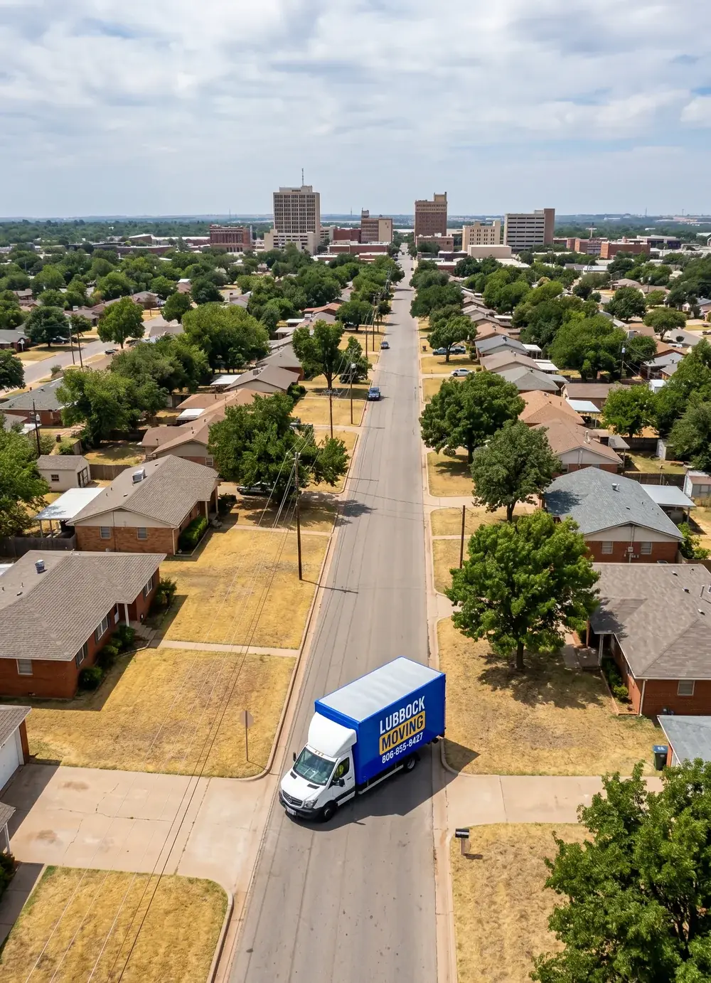 Lubbock Moving Company truck unloading after a long-distance move from Lubbock to Wichita Falls, Texas